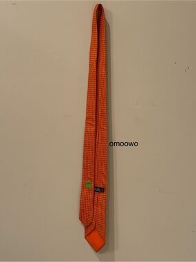 Hermès Necktie Orange Geometric Chain Pattern Silk Tie